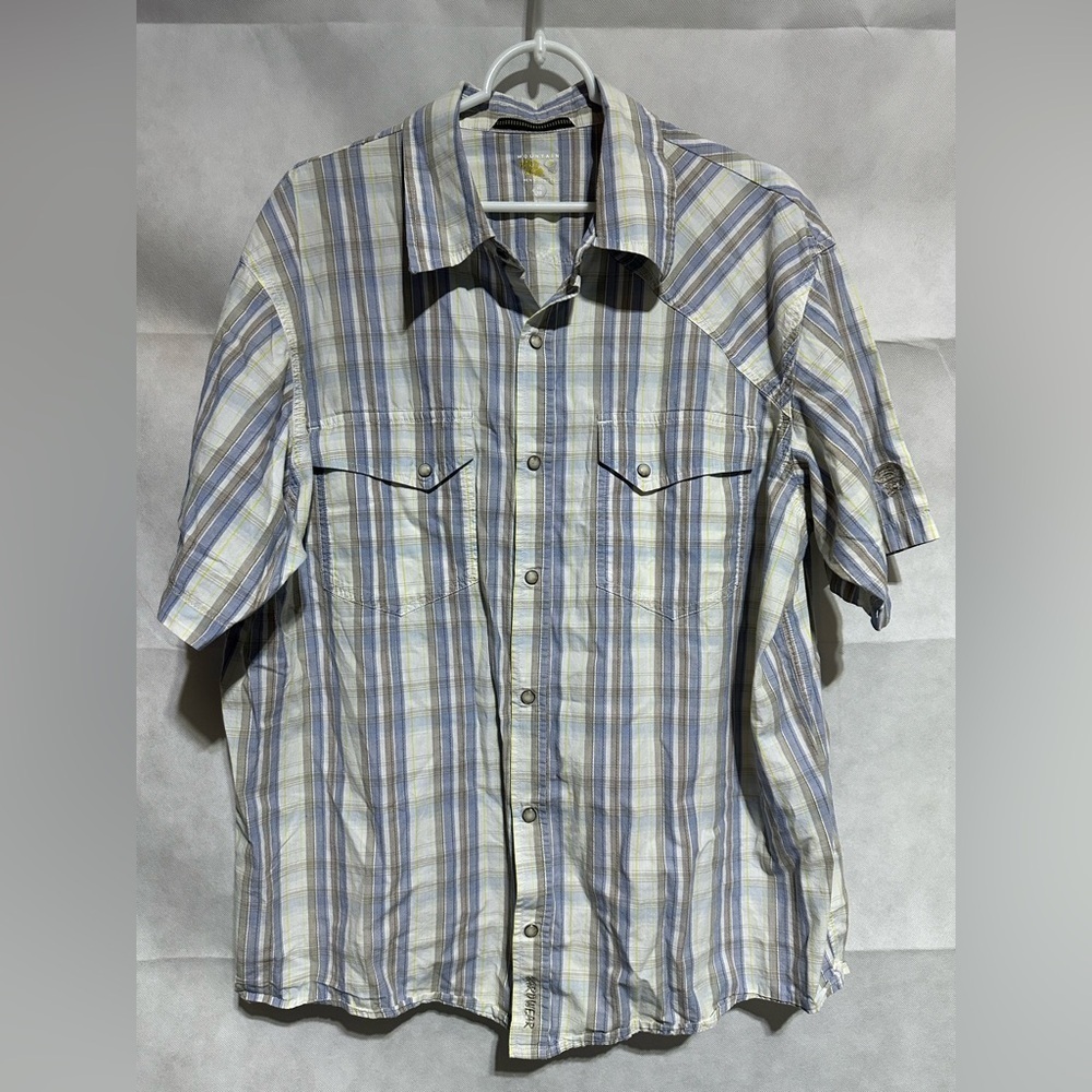Mountain Hardware Mens 100% Organic Cotton Pearl Snap Plaid Button Down Shirt XL